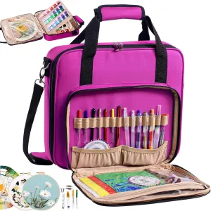 | Large Embroidery Project Bag - Cross Stitch Supplies Organizer - Embroidery Kits Bag - Storage & Organizer for Floss, Loops