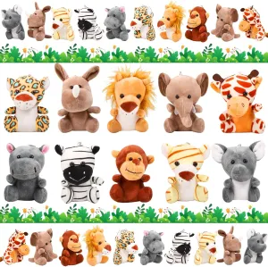10 Pcs Mini Stuffed Animal and Plush Toy，4.7 Inch Small Jungle Animals Bulk Animal Keychain Decoration for Kids Party Favors Goodie Bag Stuffers Carnival Prizes Classroom Prizes, Claw Machine