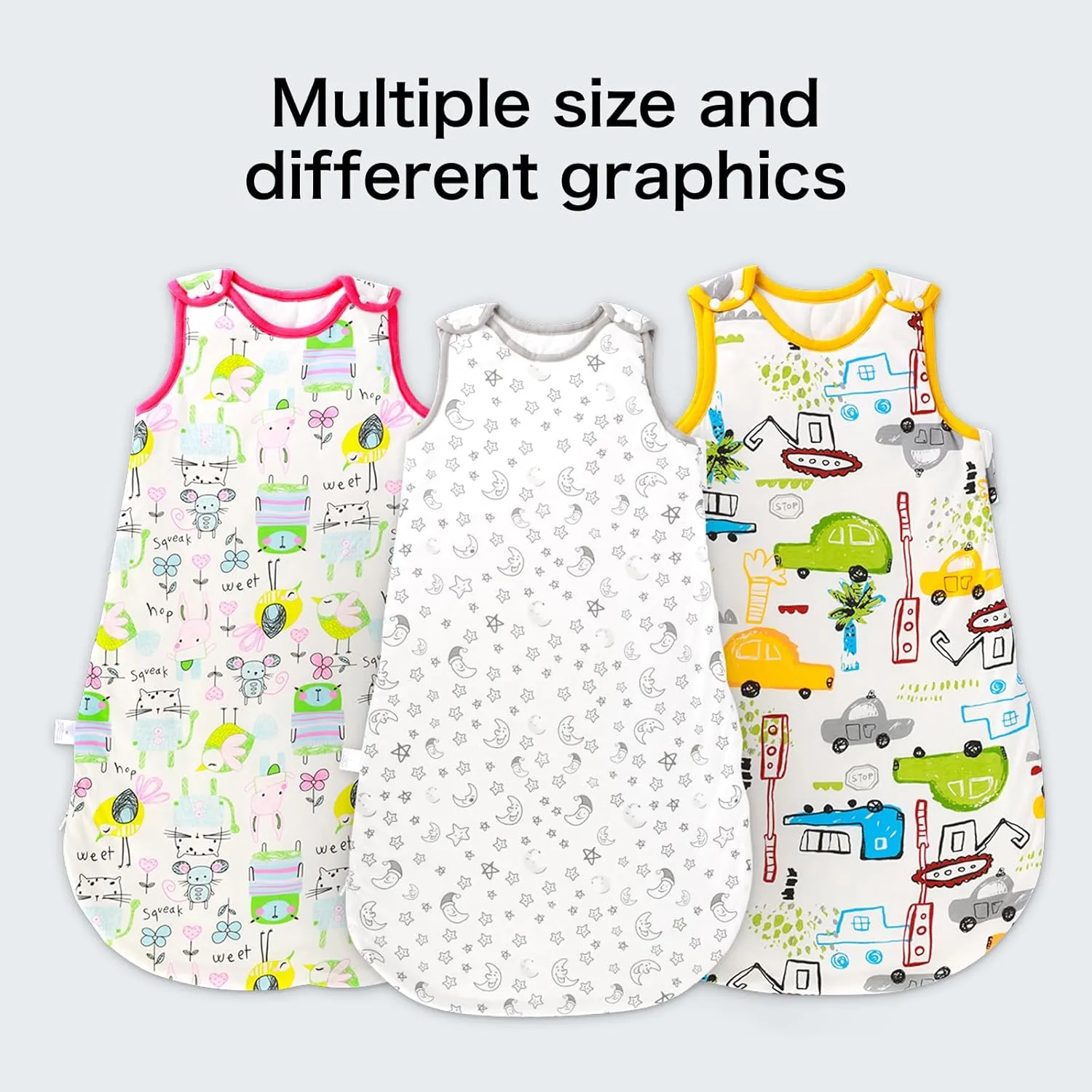 100% Cotton Baby Sleep Sack 1.5 Tog, Soft Newborn Sleeping Bag, Infant & Toddler Wearable Blanket for Boys & Girls 0-6 Months, 2-Way Zipper Sleepsack (Size S)