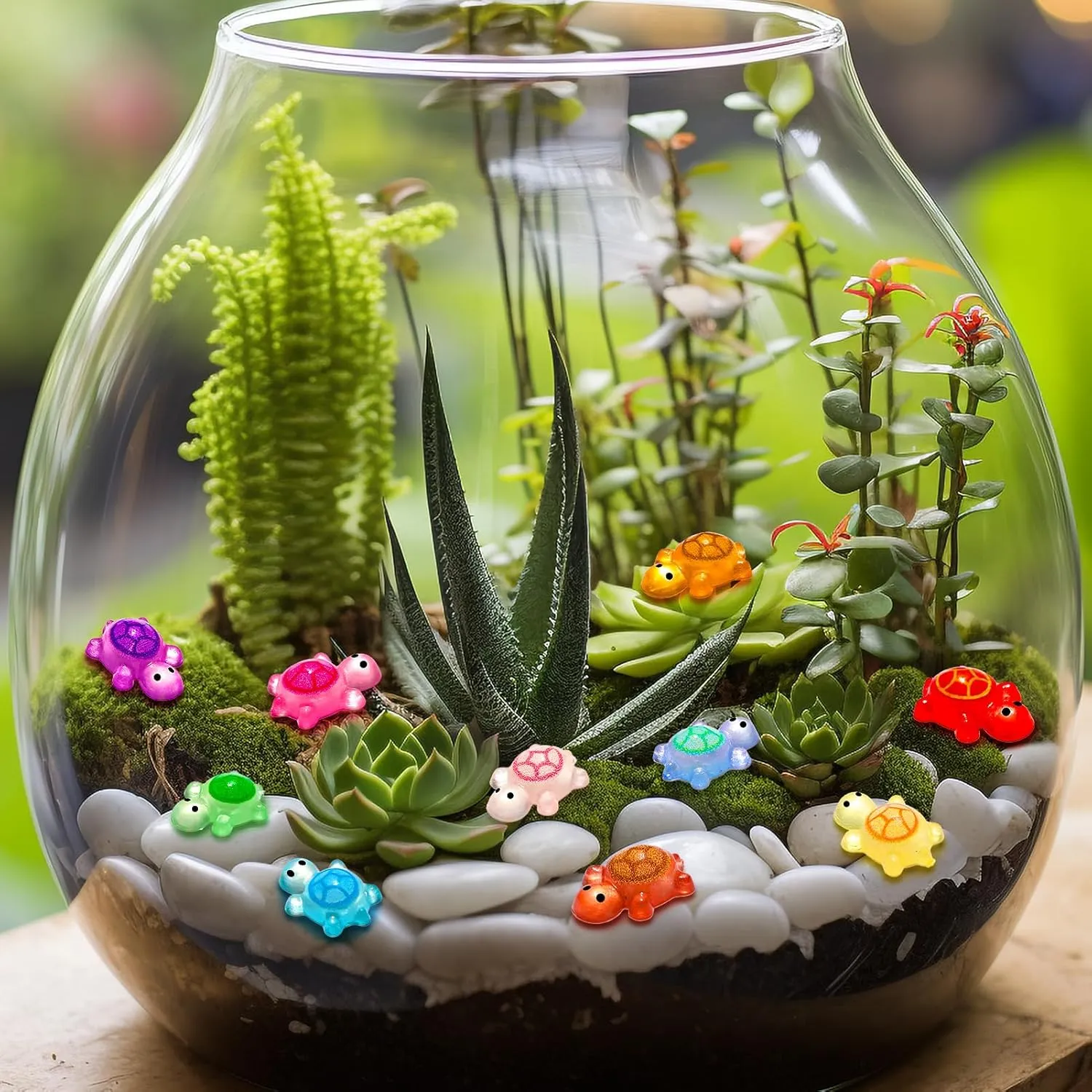 1000 PCS Mini Resin Turtles Luminous Miniatures Tiny Turtles Small Cute Turtle Figurines Glow in The Dark Crafts Decoration for Fairy Garden Micro Landscape Dollhouse