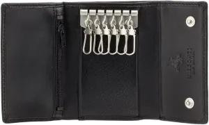 1178 Genuine Leather Mens Slim Key Case Wallet/Key Chain Wallet/Key Holder Wallet (Black)
