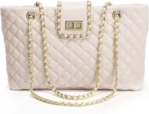 11.8"/13.4" Women Quilted Double Strap Large Tote Bag Shoulder Bag Hobo Tote Handbag（2 Sizes Available）
