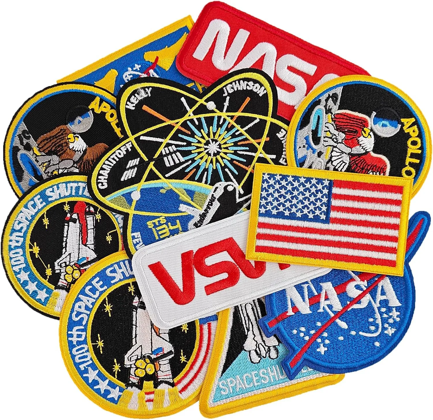 11PCS NASA Iron on Patches, Space Patches Embroidered Iron-on/Sew-on Applique for Clothes, Hat, Backpack, Jeans, Jacket, Stocking and More
