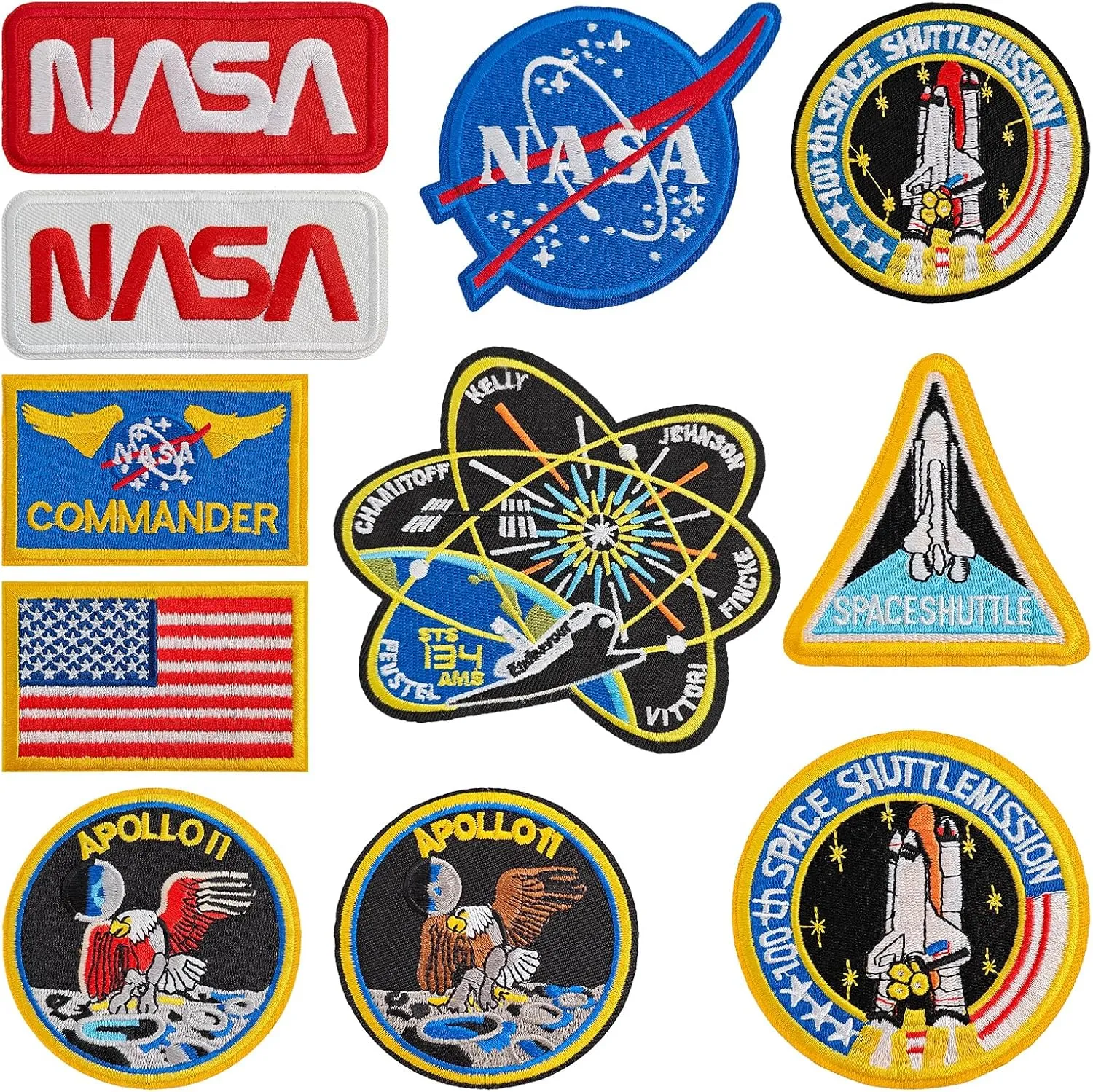 11PCS NASA Iron on Patches, Space Patches Embroidered Iron-on/Sew-on Applique for Clothes, Hat, Backpack, Jeans, Jacket, Stocking and More