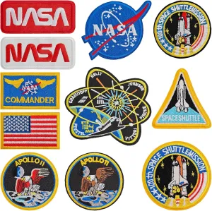 11PCS NASA Iron on Patches, Space Patches Embroidered Iron-on/Sew-on Applique for Clothes, Hat, Backpack, Jeans, Jacket, Stocking and More