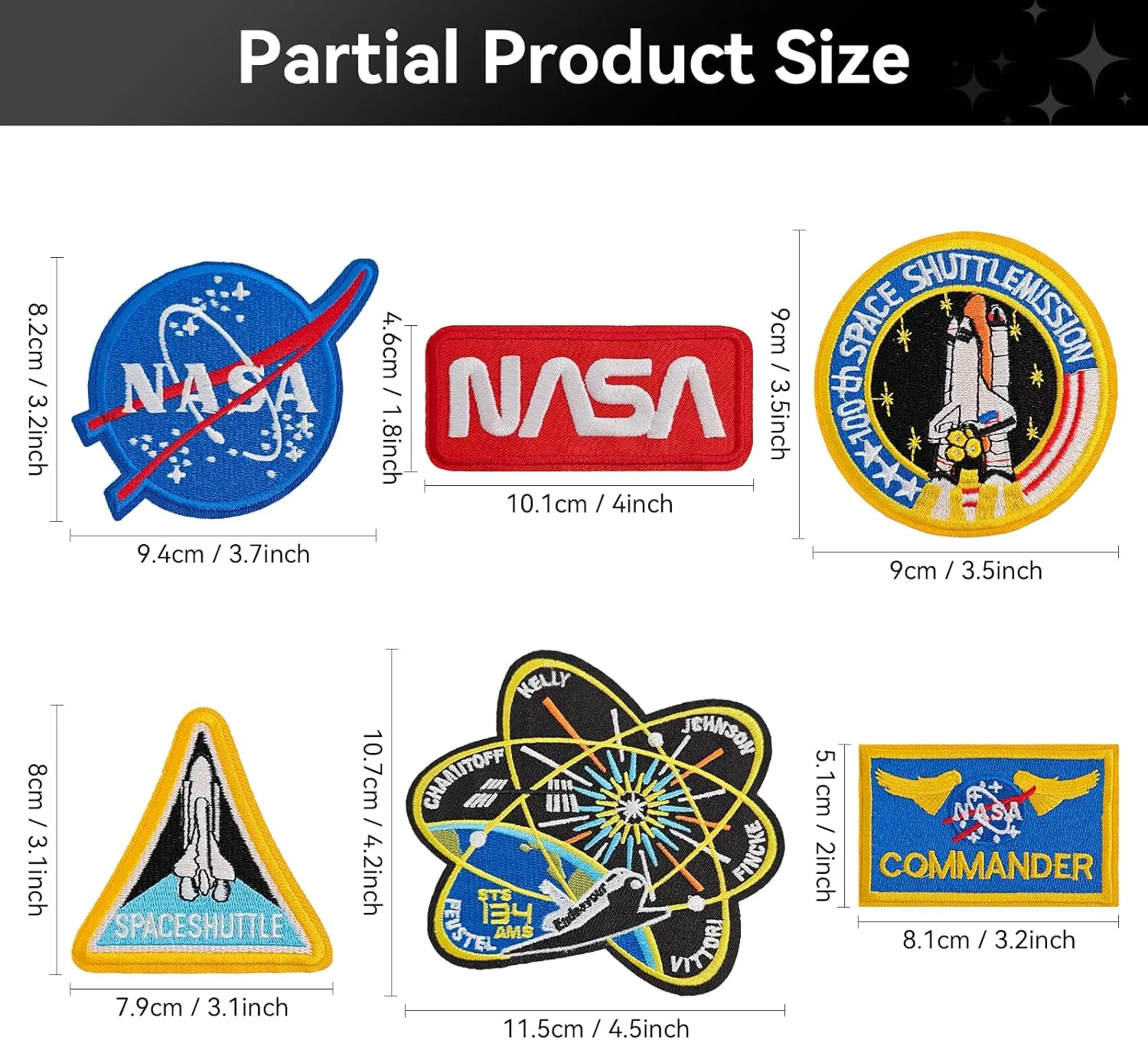 11PCS NASA Iron on Patches, Space Patches Embroidered Iron-on/Sew-on Applique for Clothes, Hat, Backpack, Jeans, Jacket, Stocking and More