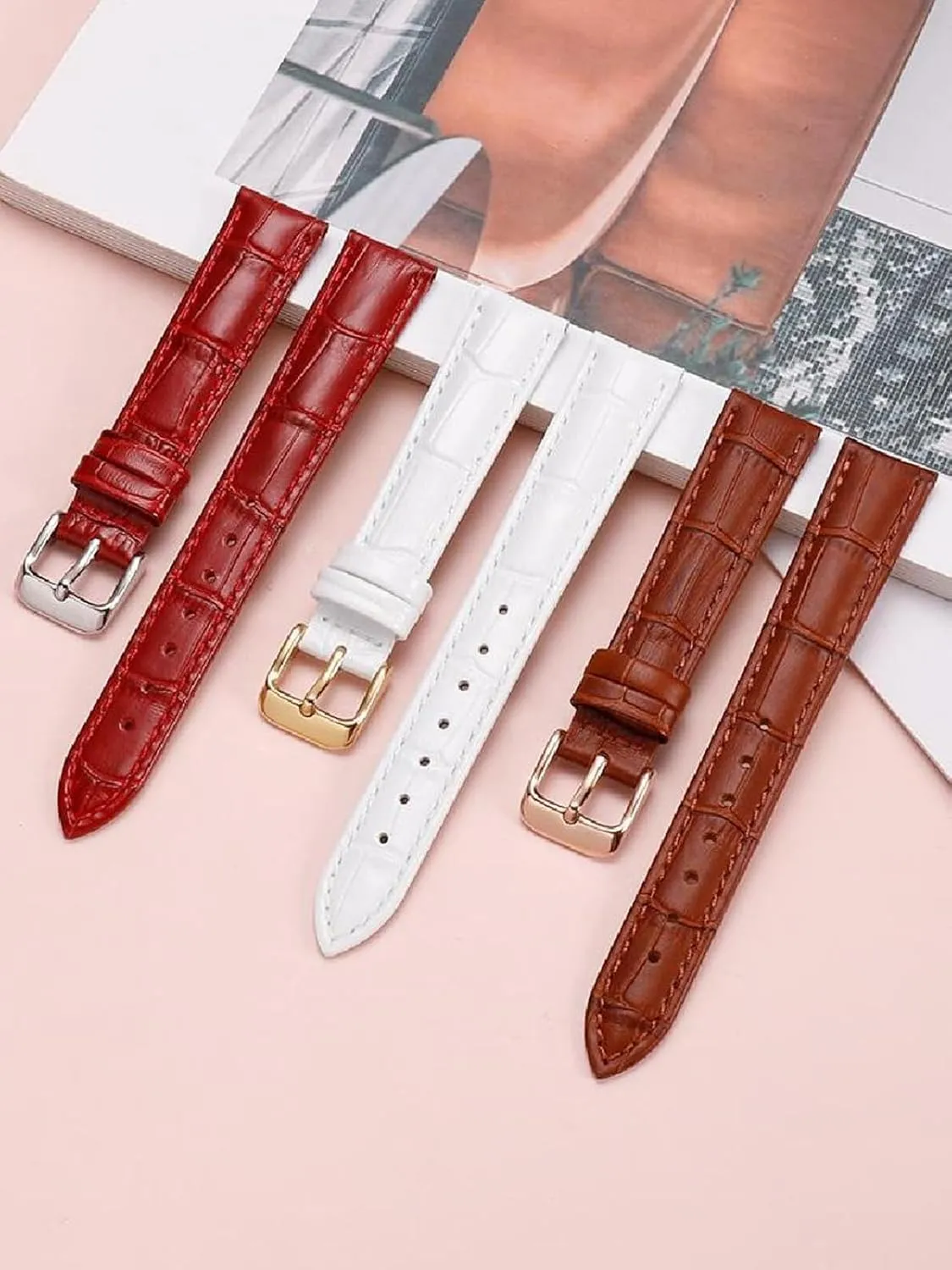 12-22mm Watch Strap White Leather for Women