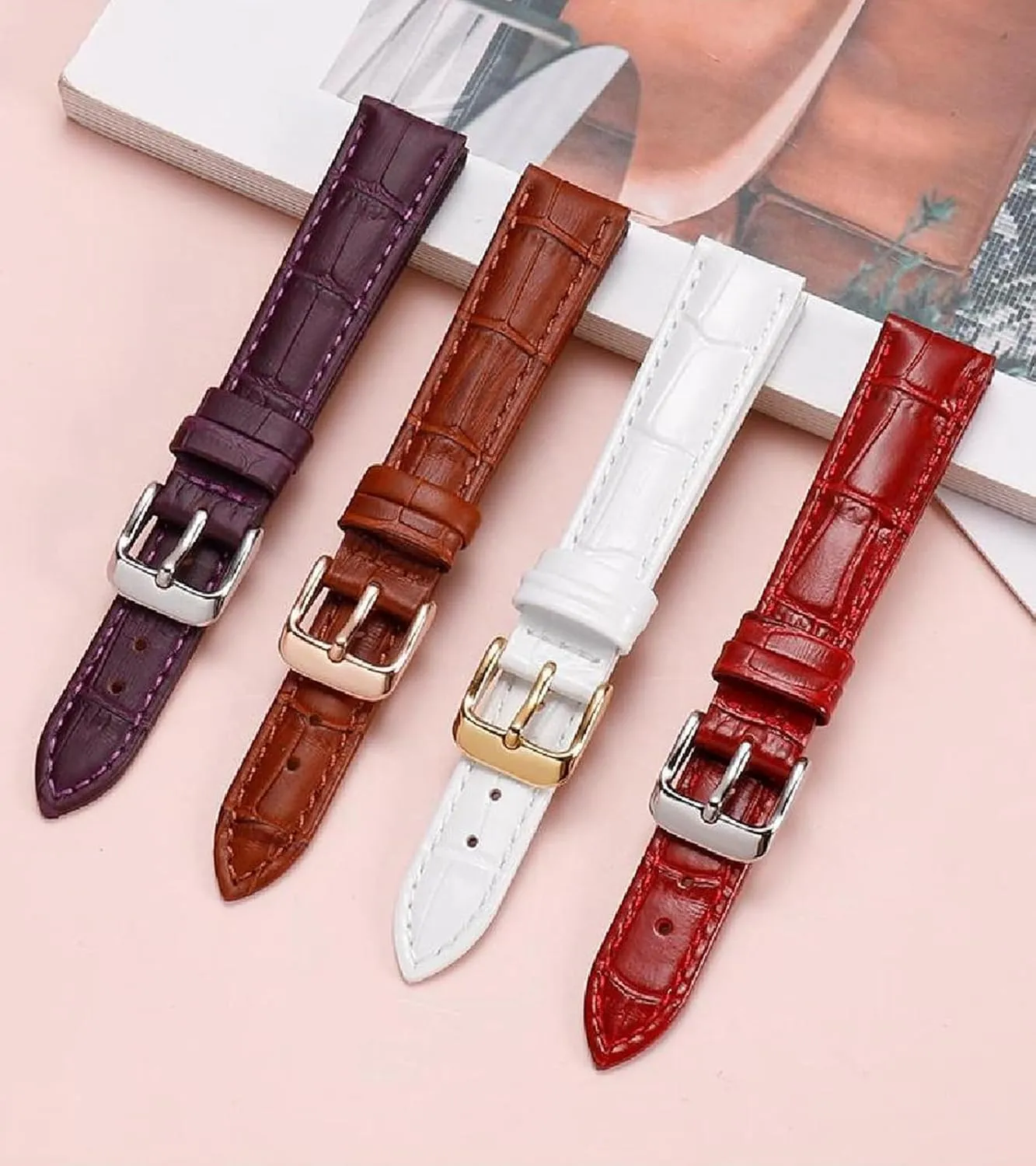 12-22mm Watch Strap White Leather for Women