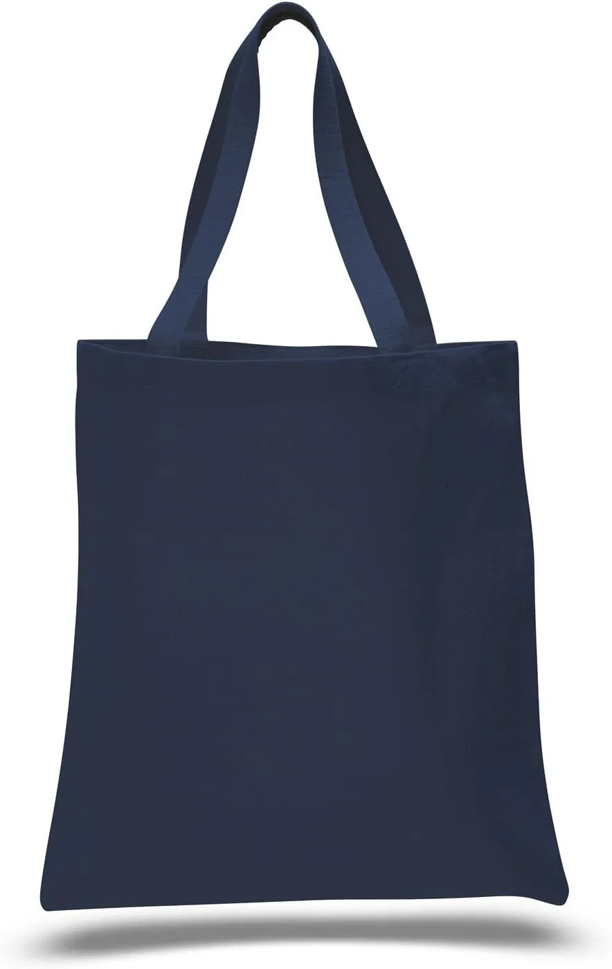 (12 Pack) 1 Dozen - Heavy Cotton Canvas Tote Bag (Navy)
