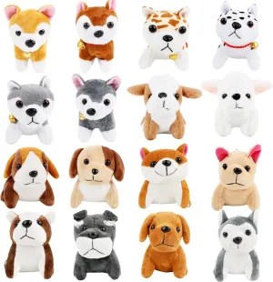 16 Pack Mini Plush Dog Soft Cute Small Dogs Stuffed Animals Bulk Plush Puppy Animals Keychains for Birthday Valentines Easter Animal Themed Party Decor (Color Set 2)