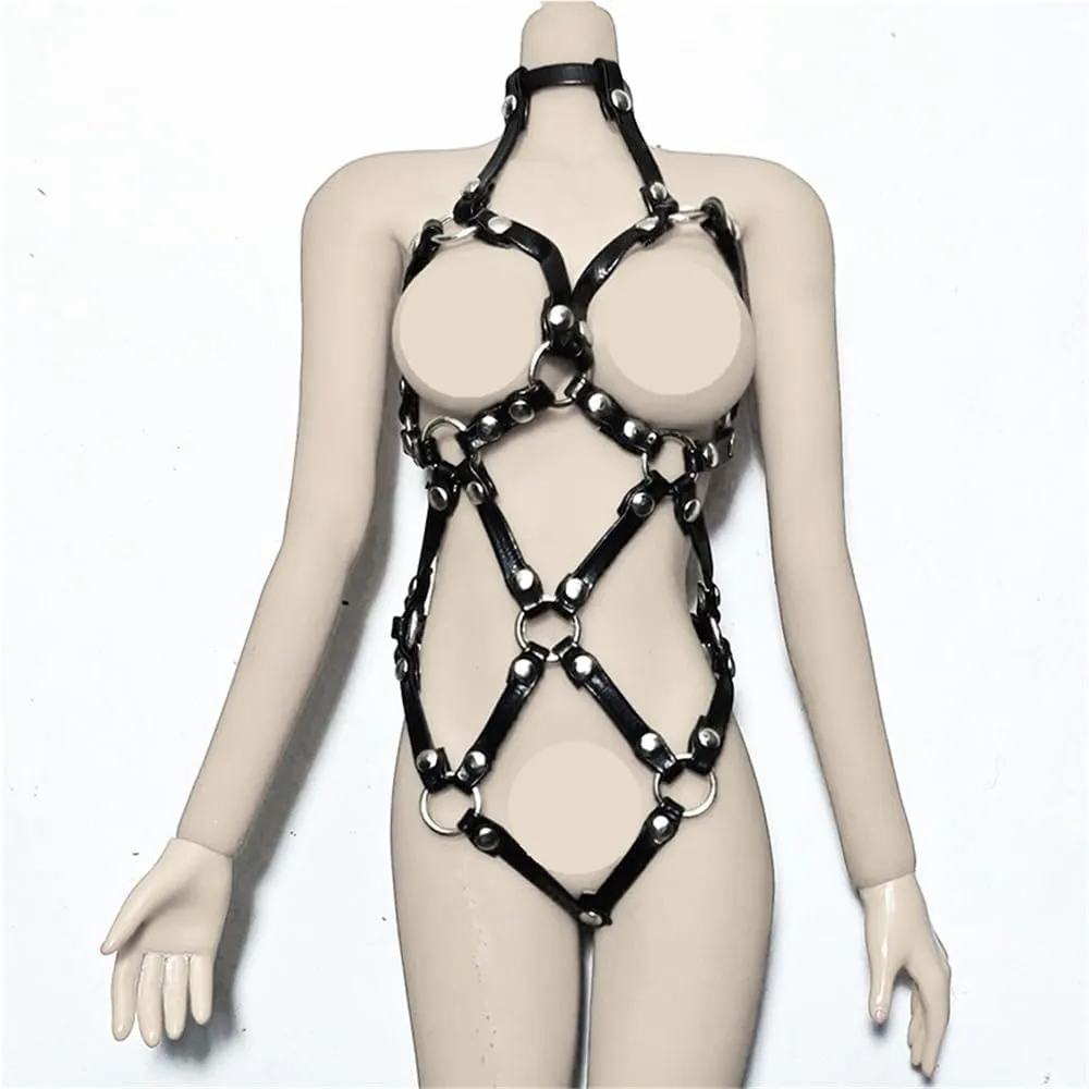 1/6 Scale Female Soldier Model Figure Doll Leather Body Chains Waist Chain Belt Black Chain for 12 inch Action Figure Doll Body Accessories Doll