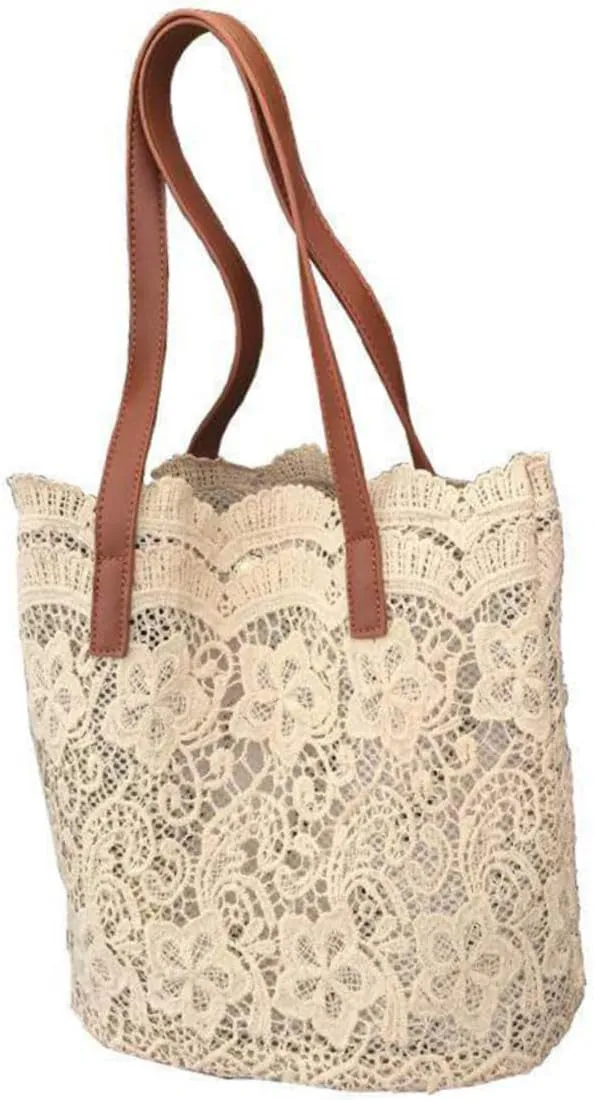 1Pc Elegant Lace Embroidery Shoulder Bag All Match Stylish Tote for Dates Chic Design Versatile Crossbody for Women