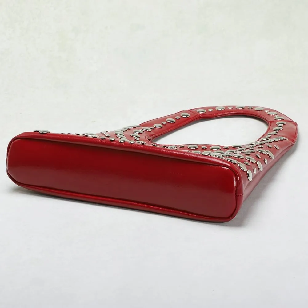 2025 Studded Purse for Women Crescent Shoulder Bag Vegan Leather Designer Handbags Red Y2K Purse Trendy 90s Punk Bag