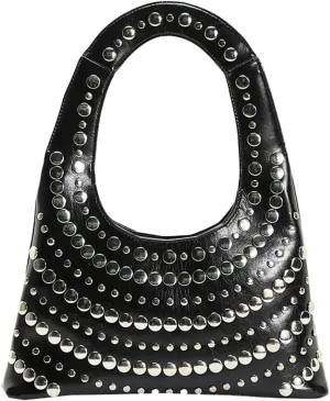 2025 Studded Purse for Women Crescent Shoulder Bag Vegan Leather Designer Handbags Red Y2K Purse Trendy 90s Punk Bag