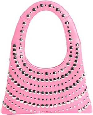 2025 Studded Purse for Women Crescent Shoulder Bag Vegan Leather Designer Handbags Red Y2K Purse Trendy 90s Punk Bag