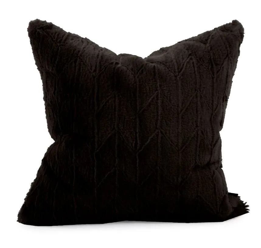 20" Faux Fur Angora Ebony Down Pillow