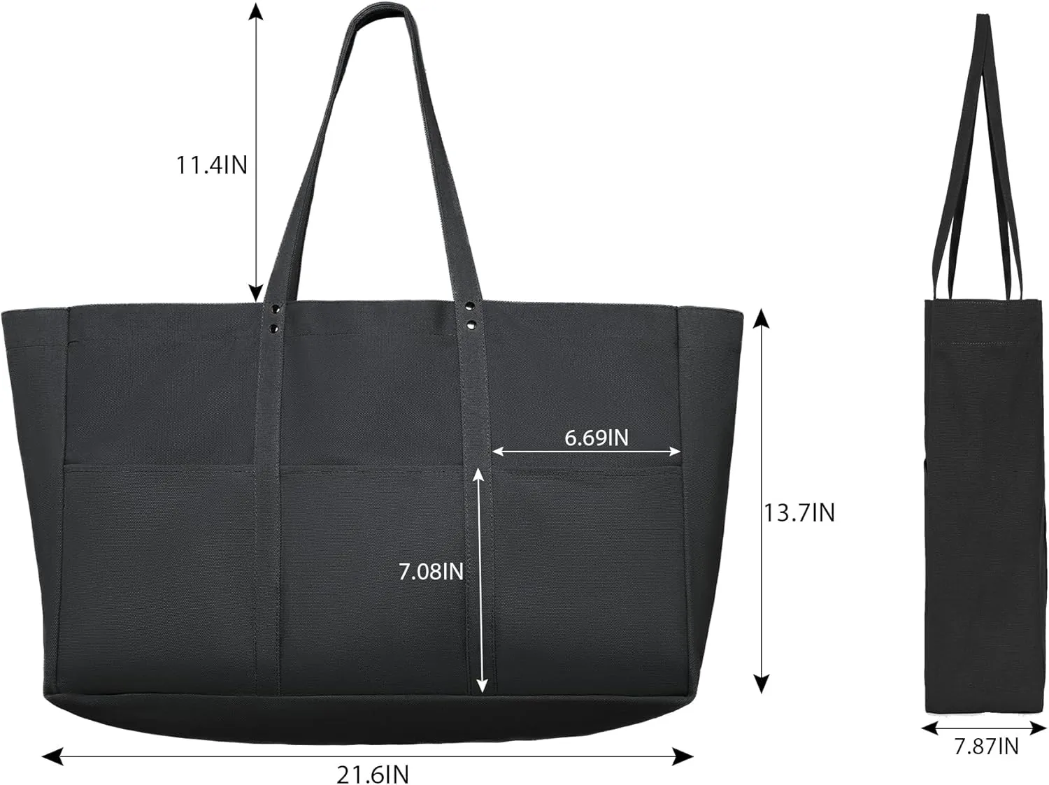 21.6" Large Canvas Tote Bag for Women with Multi-pockets and Laptop Sleeve Utility Tote Bag Big Everything Bags