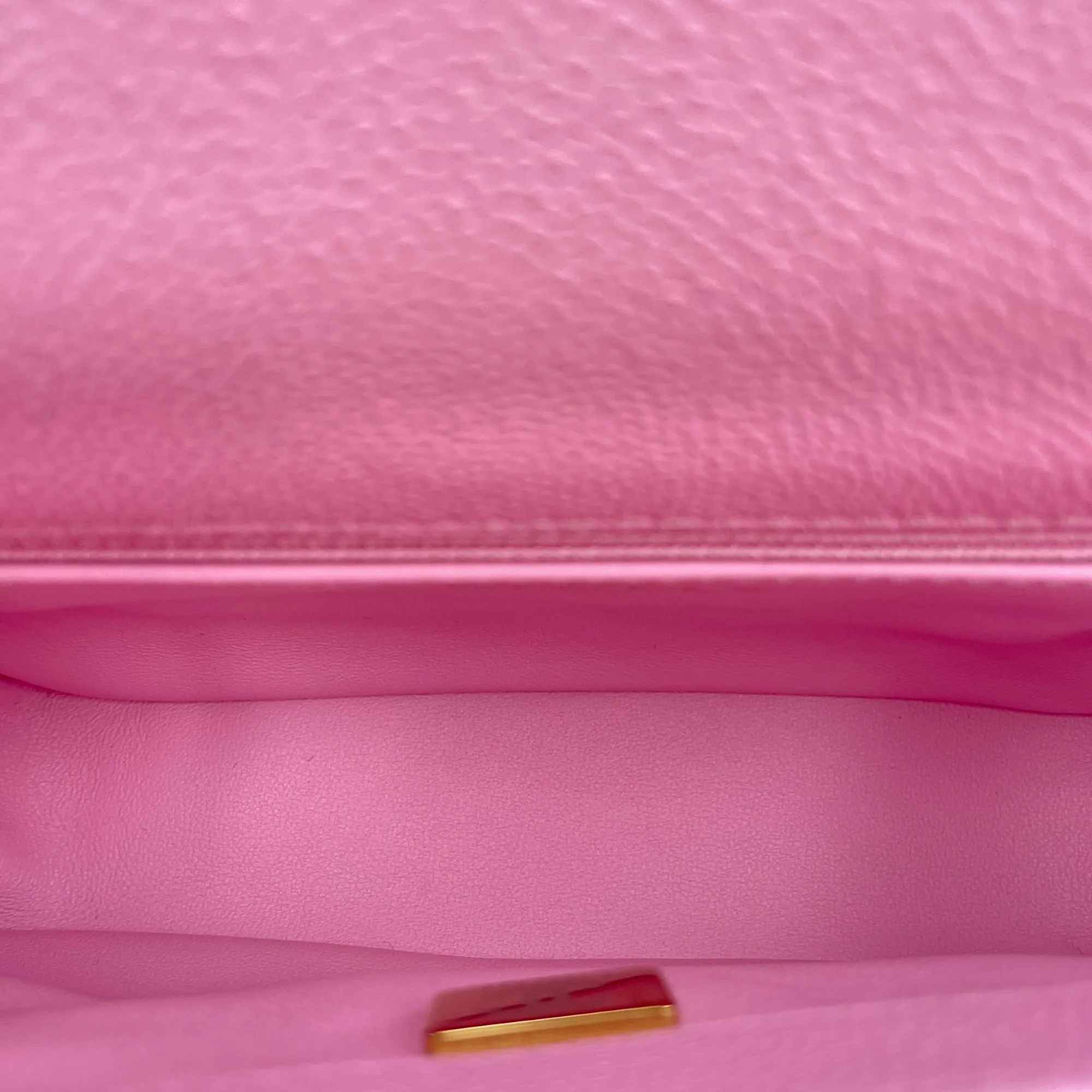 23P Quilted Flap Mini Pink Shoulder Bag in Caviar Leather, Gold hardware