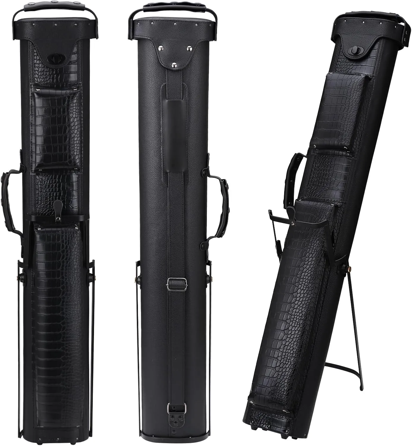 2x4 Pool Cue Case, Hard Pool Cue Case, Billiard Cue Case with Stand, Billiards Accessories Holds 2 Cue Butt and 4 Cue Shafts