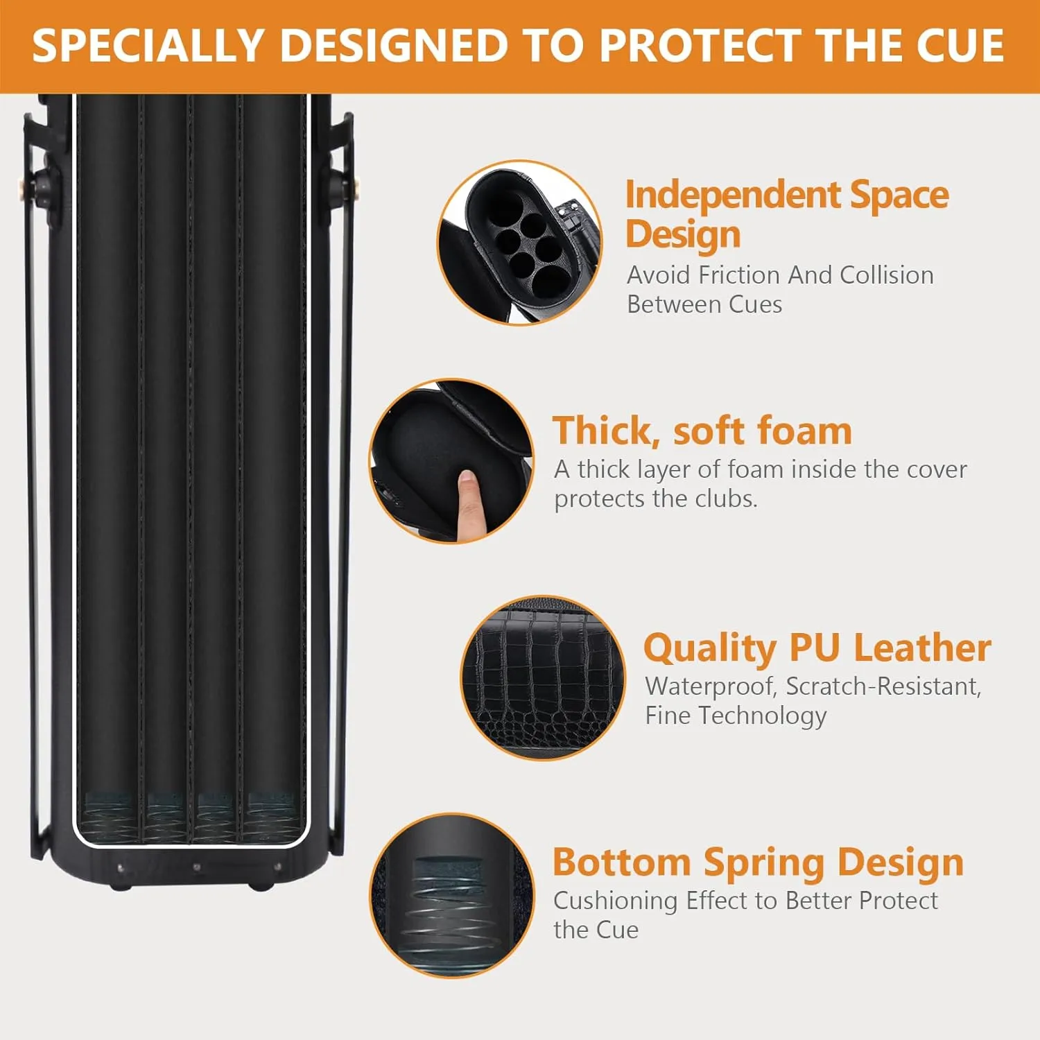 2x4 Pool Cue Case, Hard Pool Cue Case, Billiard Cue Case with Stand, Billiards Accessories Holds 2 Cue Butt and 4 Cue Shafts