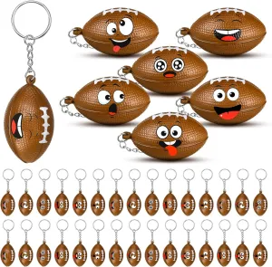 30 Pcs Mini Football Stress Ball Keychains Party Favors Funny Mini Face Squeeze Foam Ball Sports Key Chain Party Gifts Keyring for Stress and Anxiety Relief Team Rewards Gifts