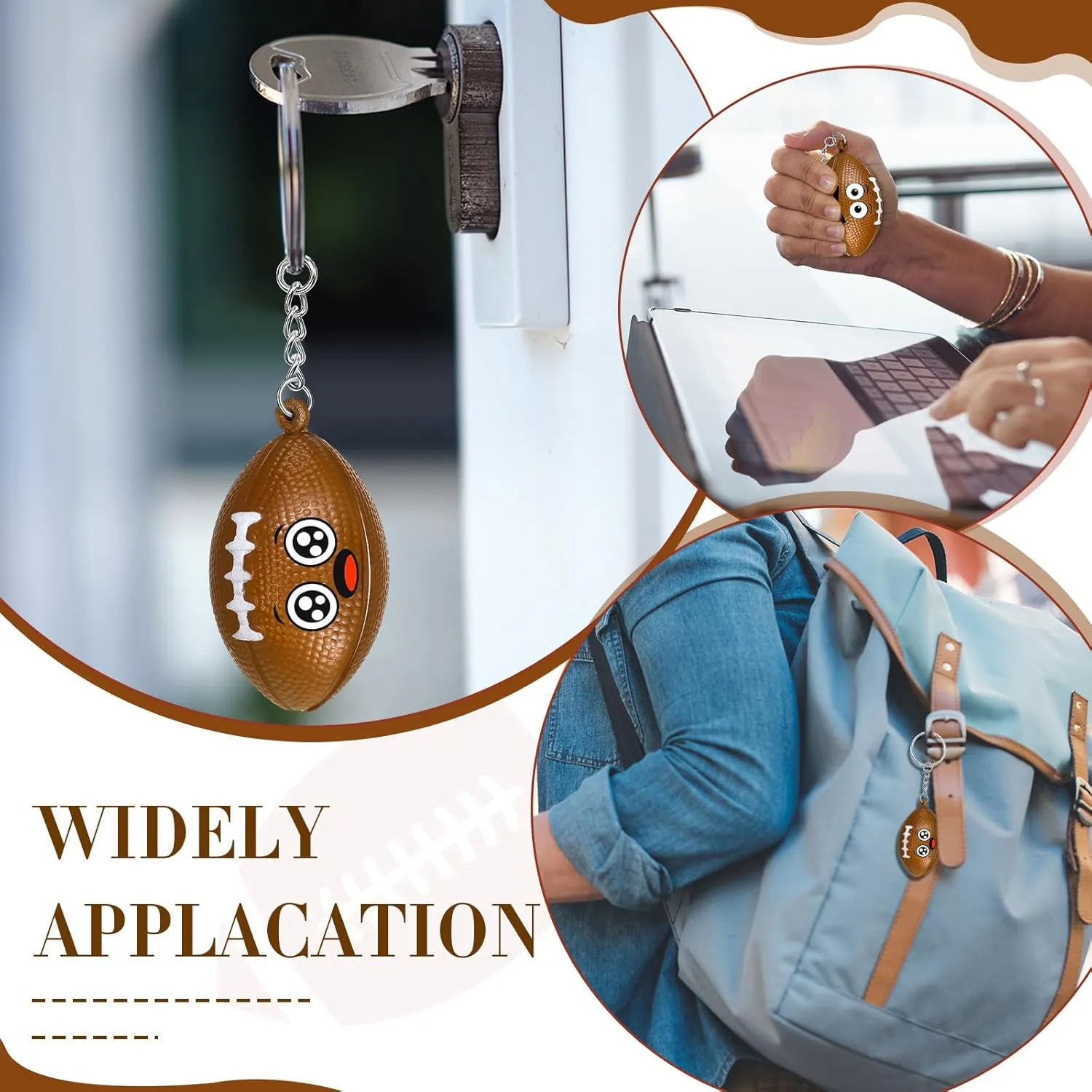 30 Pcs Mini Football Stress Ball Keychains Party Favors Funny Mini Face Squeeze Foam Ball Sports Key Chain Party Gifts Keyring for Stress and Anxiety Relief Team Rewards Gifts