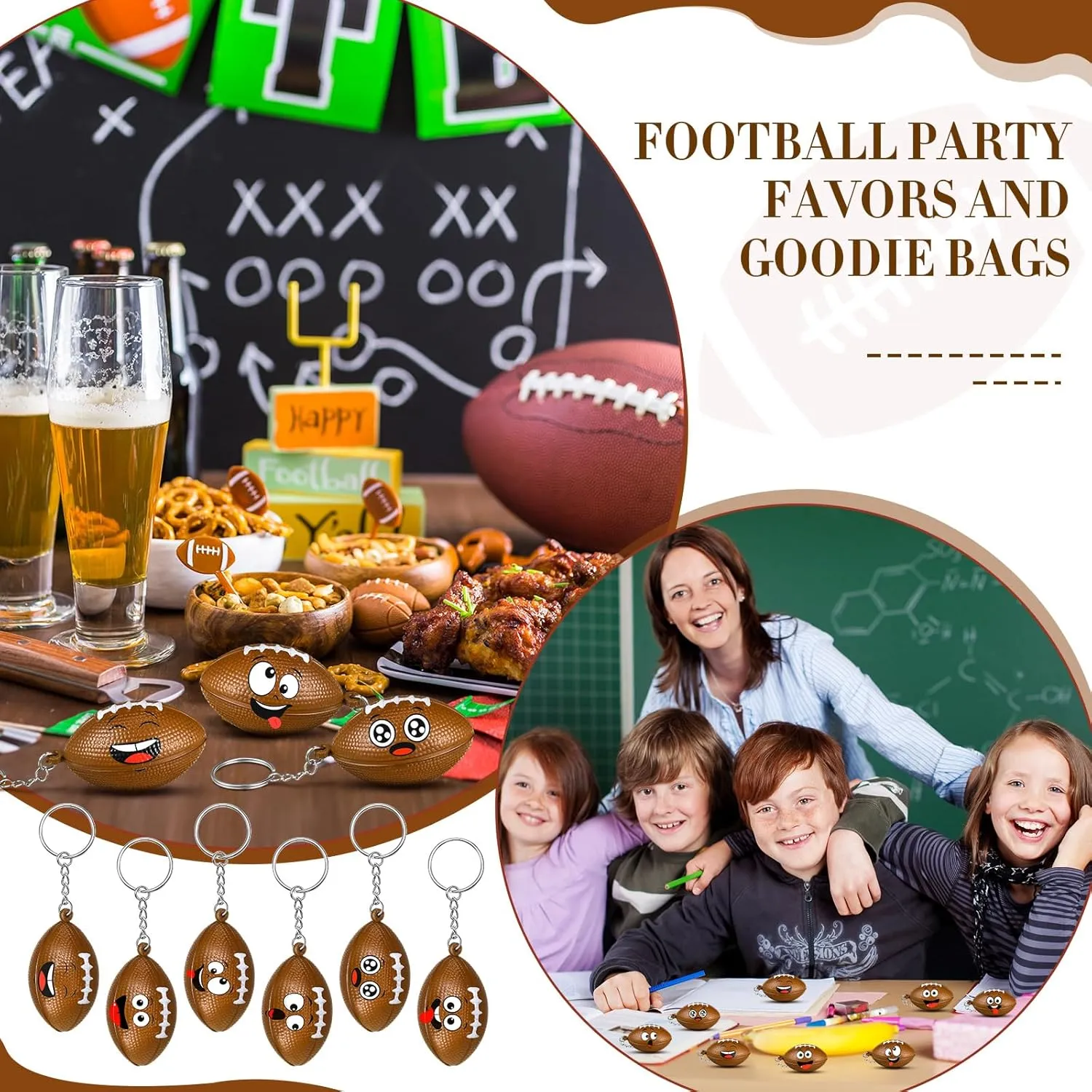30 Pcs Mini Football Stress Ball Keychains Party Favors Funny Mini Face Squeeze Foam Ball Sports Key Chain Party Gifts Keyring for Stress and Anxiety Relief Team Rewards Gifts