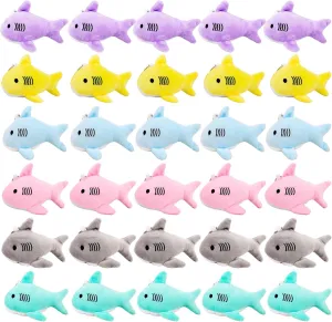 30 Pcs Mini Stuffed Shark Animal Toys Small Plush Shark Toys Bulk Mini Shark Plush Keychain for Ocean Theme Party Favors Goodie Bag Fillers Birthday Gifts (Color Set 1)