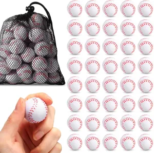 40 Pcs Mini Foam Baseballs 1.18 Inch Stress Balls with Drawstring Mesh Bag Baseball Party Favors Soft Foam Toy Mini Sport Ball for Anxiety Relief Relaxation Party Teens Adults