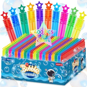 400 PCS Mini Bubble Wands, Party Favors Bulk Assortment Toys for Kids, Themed Birthday, Halloween, Classroom, Wedding, Bubble Maker Summer Outdoor Gifts for Boys Girls, Ideal Goodies Bags Stuffer