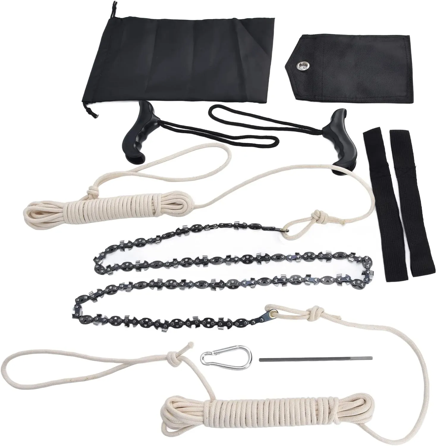 48in High Reach Tree Hand Rope Chain Saw, 64 Sections 62 Teeth Survival Saw with Storage Bag, Easily Fast Branches Cut Logging, for Camping Backpacking Hiking
