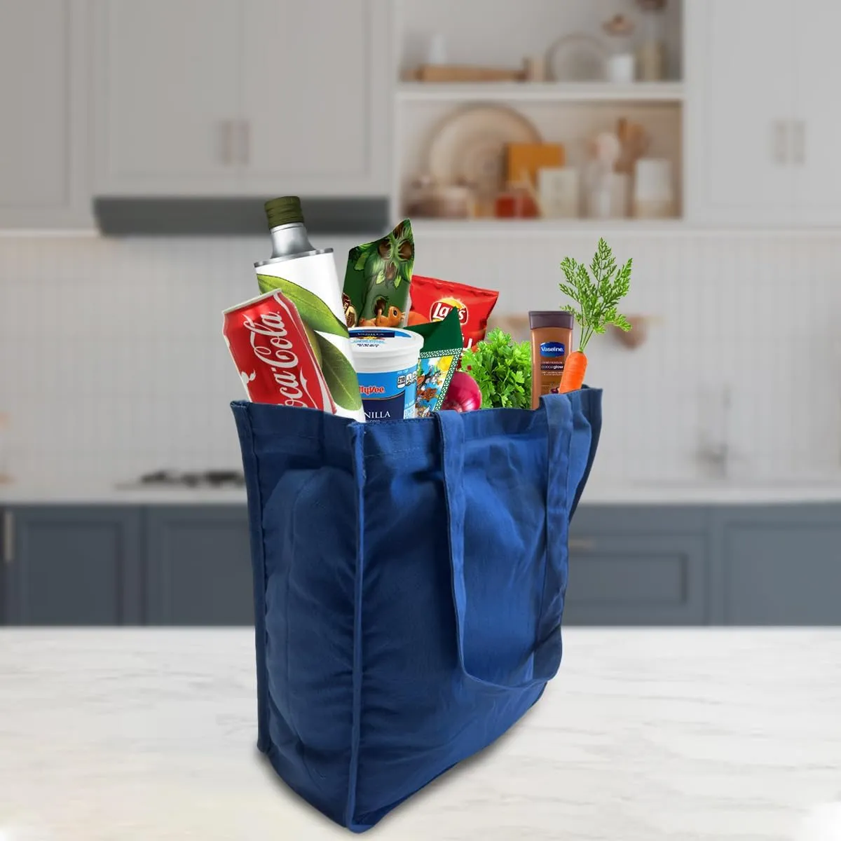 5 | 6 | 12 | 24 | 48 | 192 | 100% Heavy Cotton Canvas 27L Jumbo Shopping Gusset Tote Bag