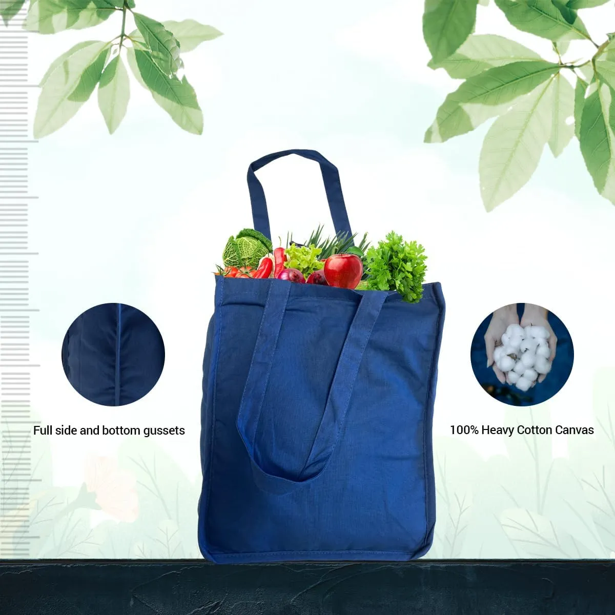 5 | 6 | 12 | 24 | 48 | 192 | 100% Heavy Cotton Canvas 27L Jumbo Shopping Gusset Tote Bag