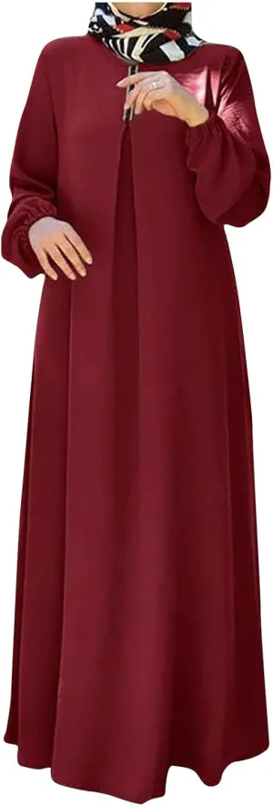 Abayas for Women Muslim Dubai Dress Loose Fit Long Islamic Kaftan Robe Maxi Length Arabic Robes Eid Prayer Clothes