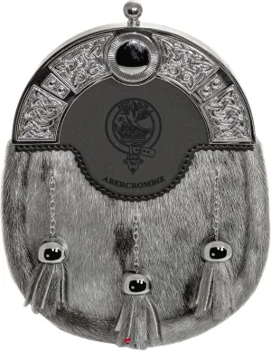 Abercrombie Dress Sporran 3 Tassels Studded Celtic Arch Scottish Clan Name Crest
