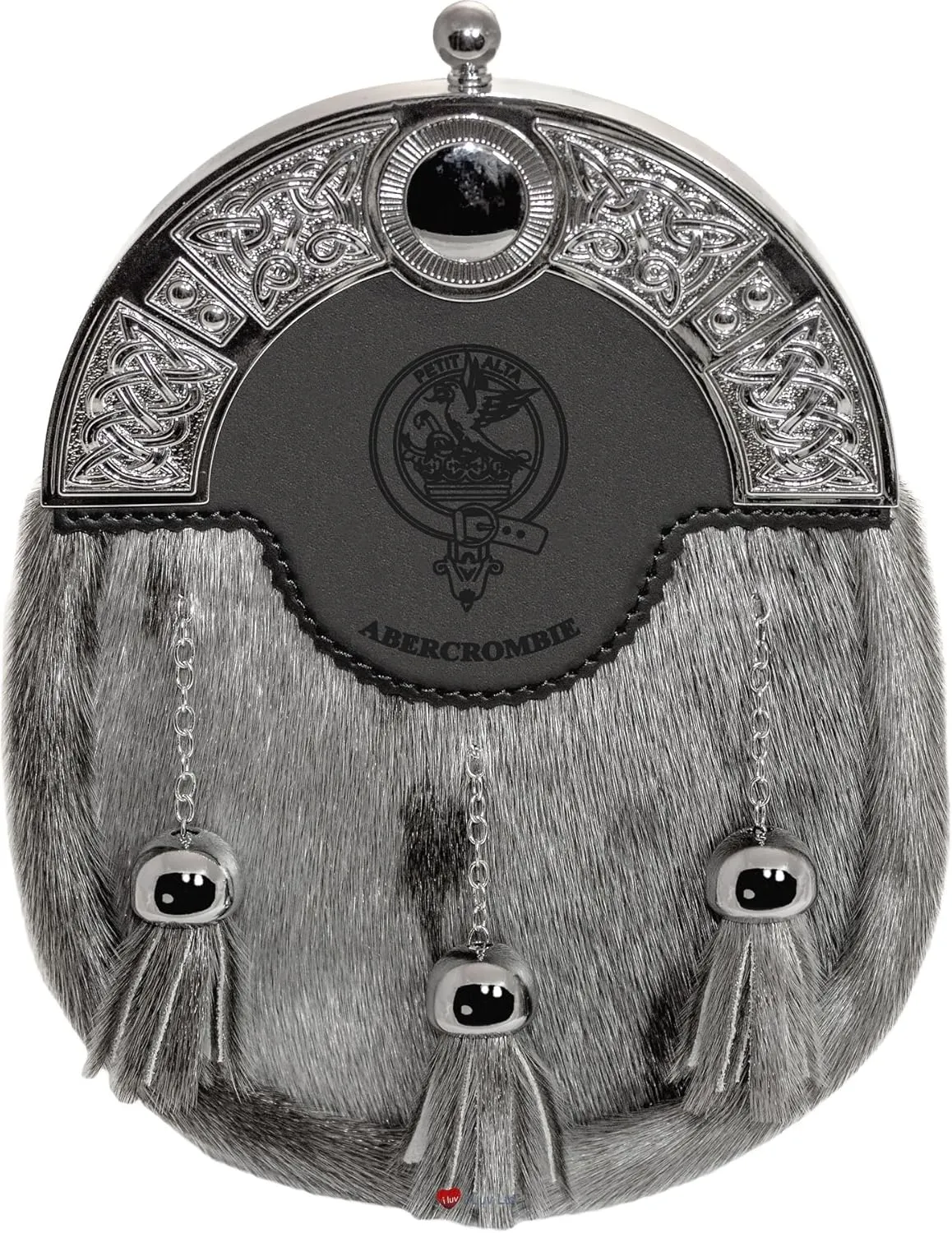 Abercrombie Dress Sporran 3 Tassels Studded Celtic Arch Scottish Clan Name Crest