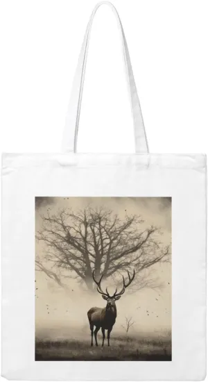 Abstract Tree Elk Picture Large Canvas Tote Bag Cute Travel Shoulder Bag Reusable Washable Shopping Grocery Bags For Women Men