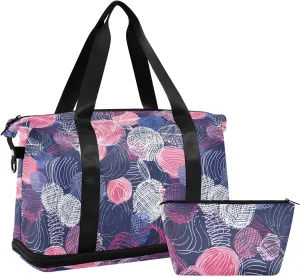 Abstract Wool Ball Travel Duffel Bags Carry On Shoulder Weekend Tote Travel Tote Gym Bag with Adjustable Strap for Travel Large Capacity