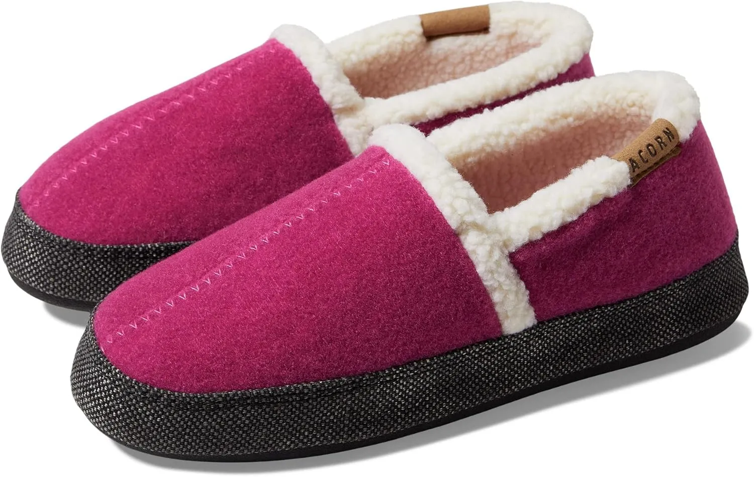 Acorn Women's All-Season Recycled Berber Madison Moc Slippers, Faux Fur Moc Toe, Solid, Bow, US Women's Size