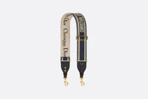 Adjustable Shoulder Strap with Ring • Blue Christian Dior Paris Embroidery