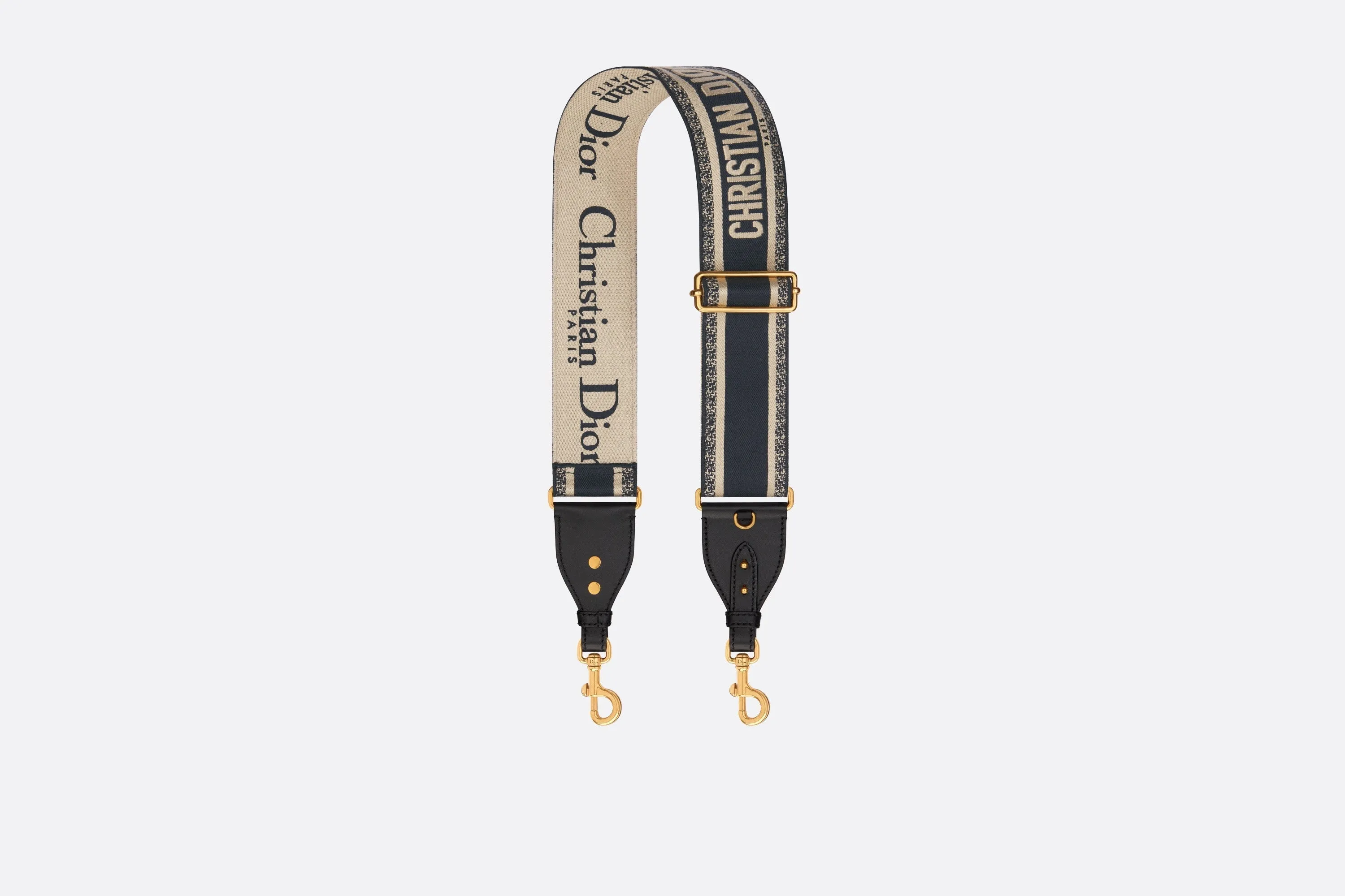 Adjustable Shoulder Strap with Ring • Blue Christian Dior Paris Embroidery
