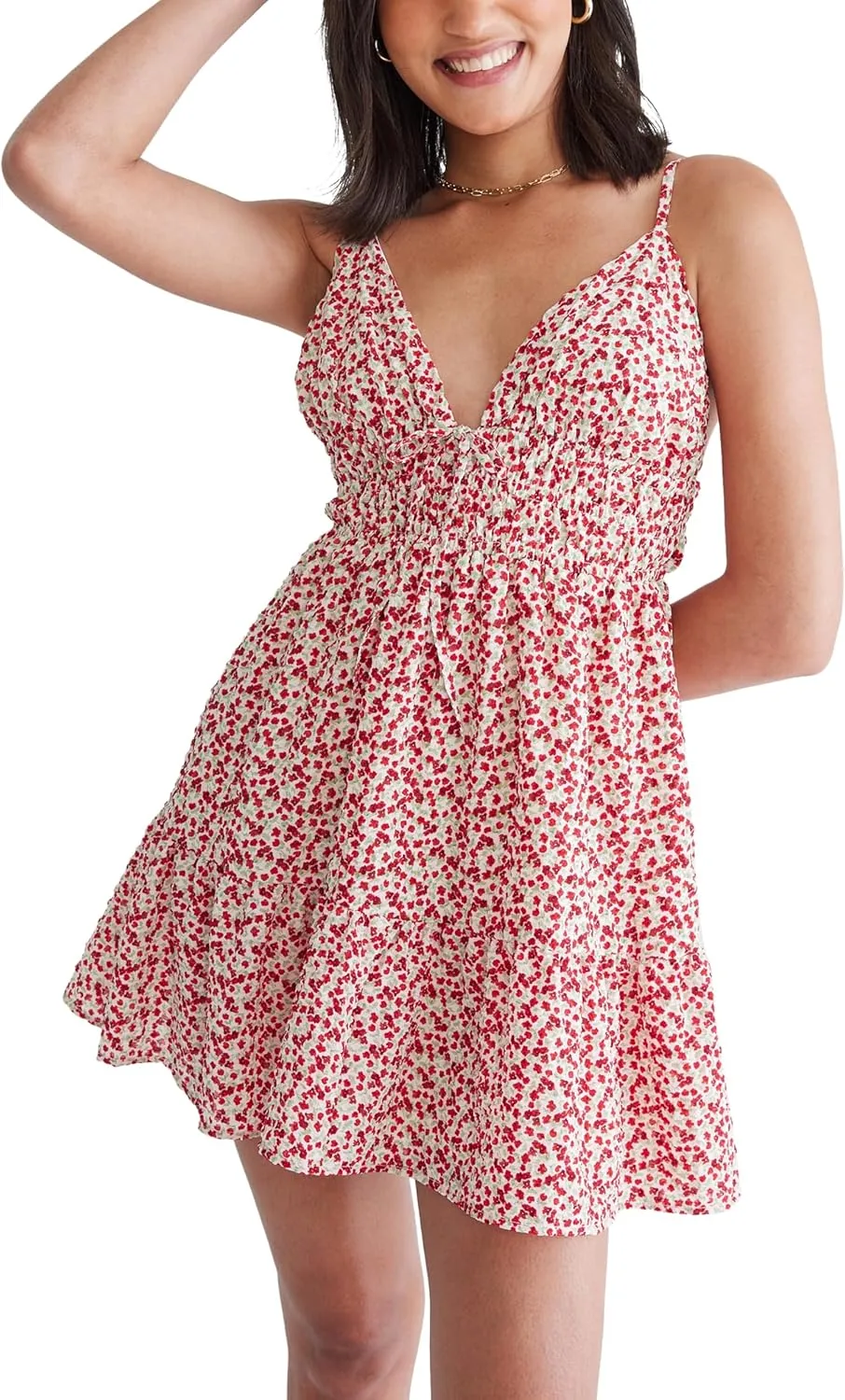 AEROPOSTALE Women's Floral V-Neck Babydoll Dress