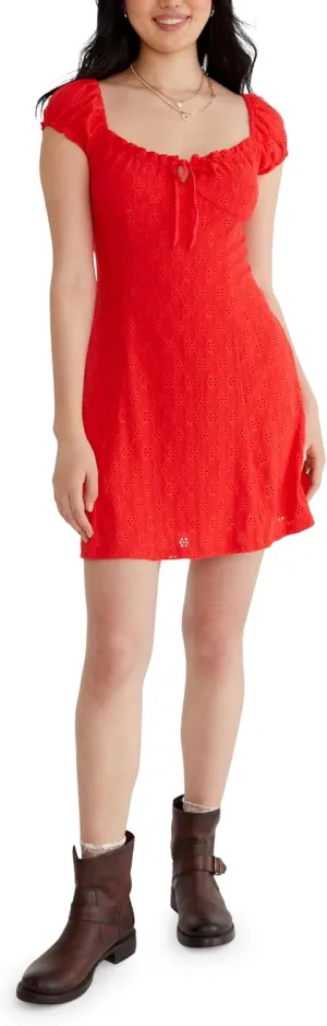 AEROPOSTALE Women's Knit Eyelet Short Sleeve Mini Dress