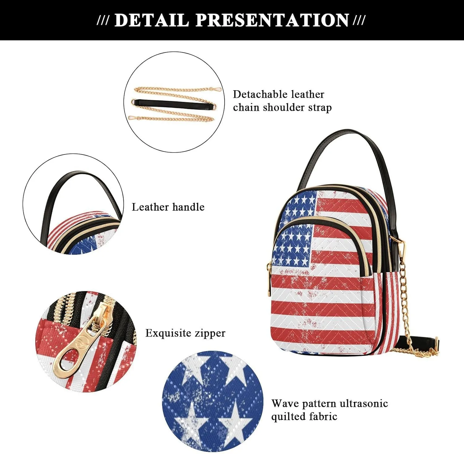 ALAZA Chain Crossbody Bags for Women Quilted Shoulder Crossbody Handbags Travel Cross Body Cell Phone Purses Bags