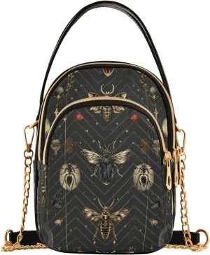 ALAZA Quilted Crossbody Bags for Women,Moon and Insects Women's Crossbody Handbags Small Travel Purses Phone Bag