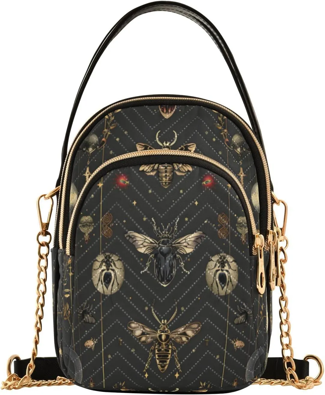 ALAZA Quilted Crossbody Bags for Women,Moon and Insects Women's Crossbody Handbags Small Travel Purses Phone Bag
