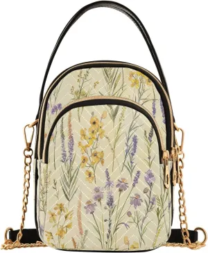 ALAZA Quilted Crossbody Bags for Women,Sunlit Garden Flowers Leaves Women's Crossbody Handbags Small Travel Purses Phone Bag