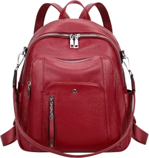 ALTOSY Fashion Genuine Leather Backpack Purse for Women Shoulder Bag Casual Daypack Medium
