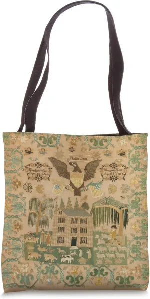 American Flag Needlework Sampler Tote Bag