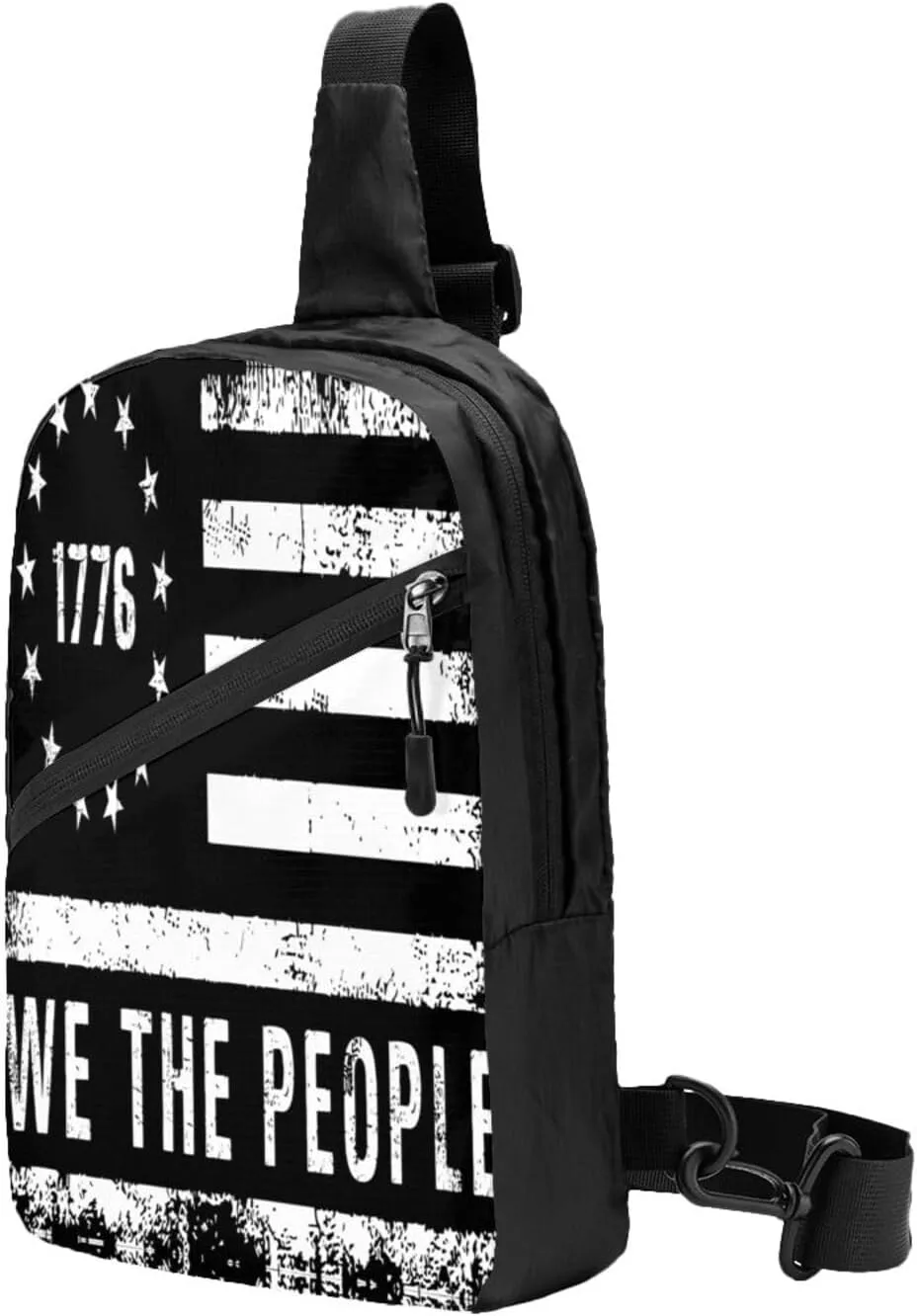 American Flags We The People Portable Sling Bags Packable Crossbody Bag Foldable Sport Daypack Reusable Shoulder Backpack Diagonally Chest Bag for Workout Travel